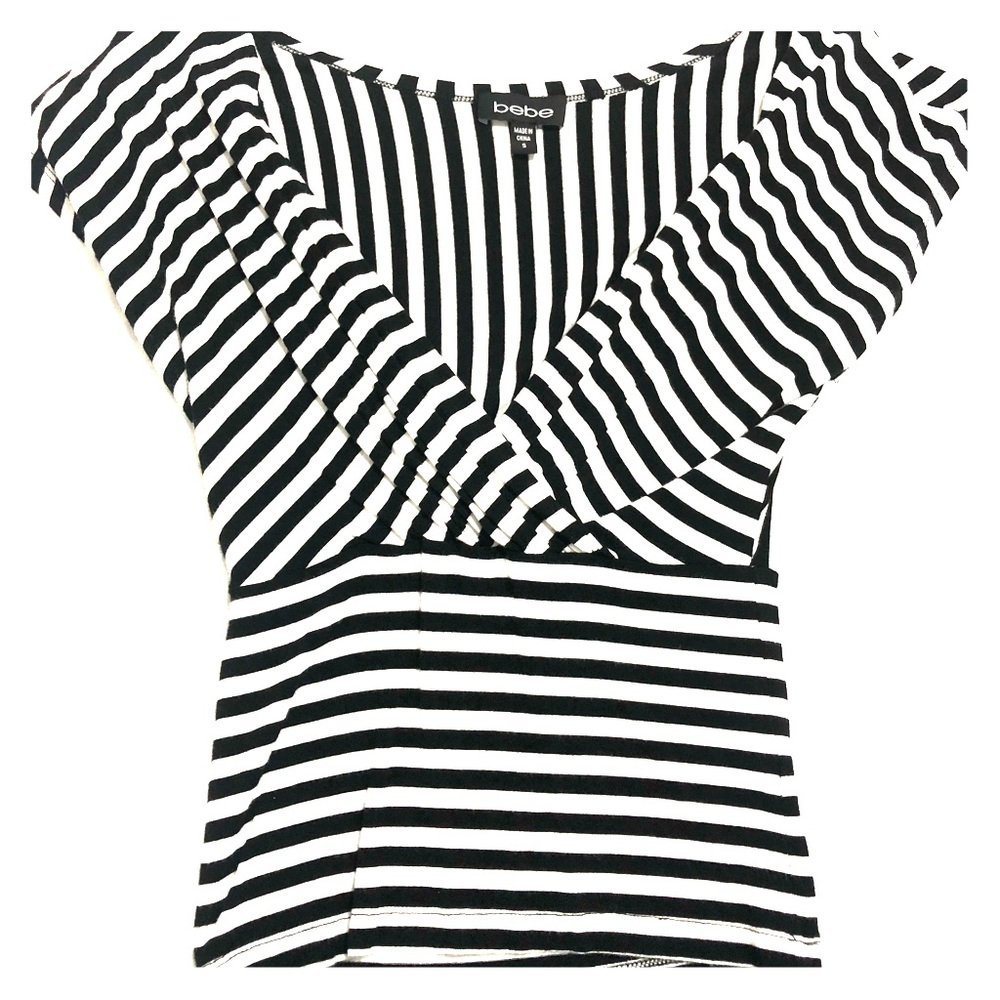 S Bebe white and black blouse